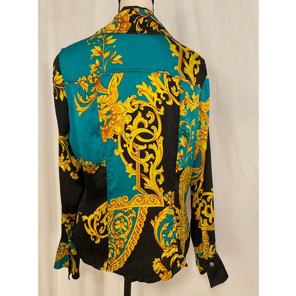 Cache Teal Black and Gold Baroque Print Blouse - Picture 5 of 7